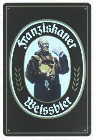Tin Sign For Metal Sign 8 x 12 - Metal Signs Franziskaner Weissbier Germany Beer Franciscan Monk