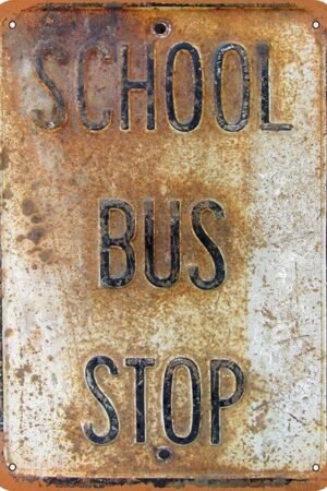 Tin Sign For Poster Sign Great Aluminum School Bus Stop Wall Outdoor & Indoor Wall Decoration 12x8 Inch Plaque Retro Vintage Metal Sign