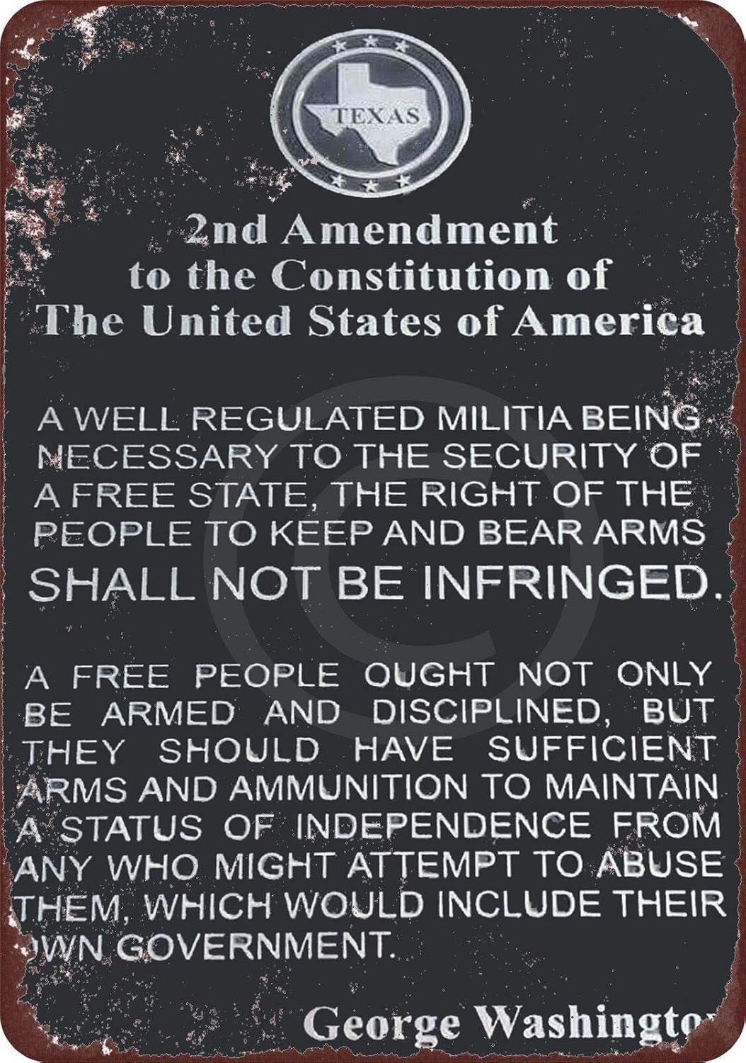 Tin Sign For Sign 8 x 12 Inches Decor Art Garage Metal Signs Vintage Gym Man Cave Cafe The 2Nd Amendment G. Washington Vintage Look
