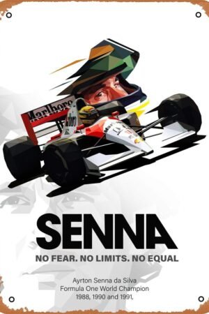 Tin Sign For Vintage Look Metal Sign - Formula 1 Ayrton Senna Low Poly - 8 x 12 Sign