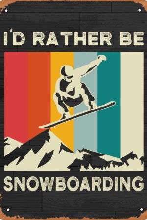 Tin Sign For Vintage Look Metal Sign - Snowboarding Snowboard Vintage Design - 8"X12" Plate Wall Decor