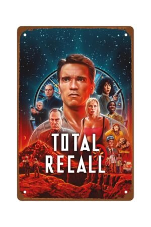 Total Recall Movies Metal Wall Tin Sign Action Science Fiction Movie Retro Gift Man Cave Decor Vintage Shabby Chic Adventure Classic Movies Decorations 8"x12"