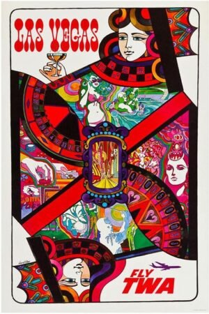 Trans World Airlines - TWA - Las Vegas - 1950s - Vintage Travel Poster-8 x 12 Inches - US/CAN Only
