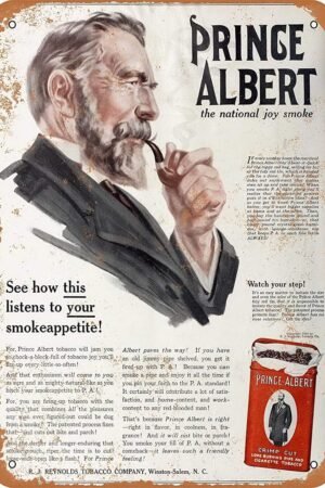 Unoopler 8 x 12 METAL SIGN - 1916 Prince Albert Crimp Cut Pipe Cigarette Tobacco - Vintage Look Reproduction