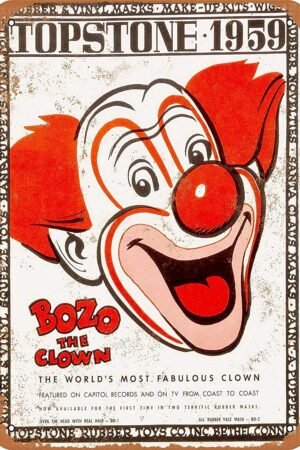 Unoopler Metal Signs Bozo The Clown Warning Sign | Indoor/Outdoor | 8 x 12 inch Tin Sign Vintage Look