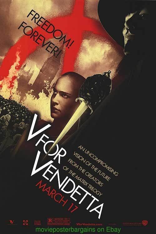 V FOR VENDETTA MOVIE POSTER Original N.Mint 27x40 Advance Style NATALIE PORTMAN