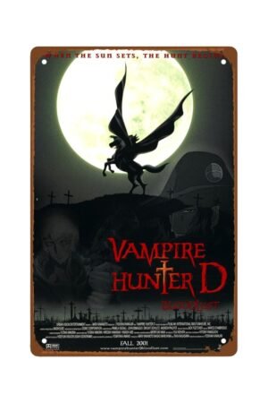 Vampire Hunter D Bloodlust Man Cave Decor wall artWhen The Sun Sets, The Hunt Begins room decor Metal Wall Tin Sign Retro Gift Vintage Decorations 8"x12"