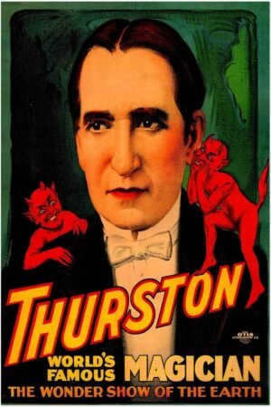 Vintage Magician Poster – Thurston #1 – Magic Themed Wall Art Print-12 x18 Inches (Black - Framed)