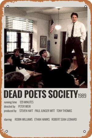 Vintage Movie Poster Dead Poets Society 1989 Movie Tin Sign Vintage Metal Sign for Coffee Bar Home Wall Decorative 8x12Inch