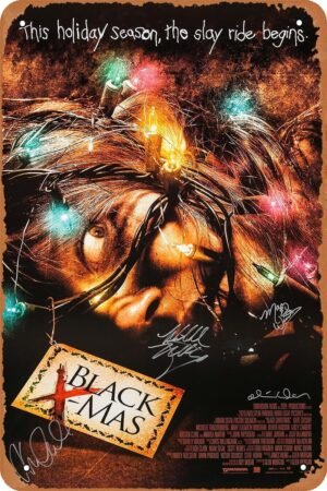 Vintage Movie Tin Sign,Black Christmas Poster Vintage Metal Sign Retro Wall Decor 12x8 Inches