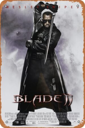 Vintage Movie Tin Sign,Blade II Poster Vintage Metal Sign Retro Wall Decor 12x8 Inches