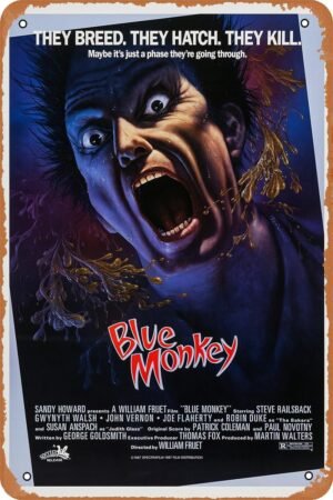 Vintage Movie Tin Sign,Blue Monkey Poster Vintage Metal Sign Retro Wall Decor 12x8 Inches