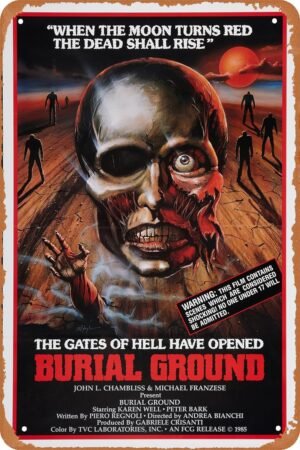 Vintage Movie Tin Sign,Burial Ground Poster Vintage Metal Sign Retro Wall Decor 12x8 Inches