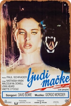 Vintage Movie Tin Sign,Cat People Poster Vintage Metal Sign Retro Wall Decor 12x8 Inches
