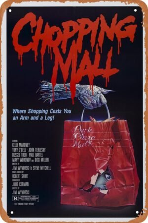Vintage Movie Tin Sign,Chopping Mall Poster Vintage Metal Sign Retro Wall Decor 12x8 Inches