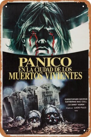 Vintage Movie Tin Sign,City of the Living Dead Poster Vintage Metal Sign Retro Wall Decor 12x8 Inches