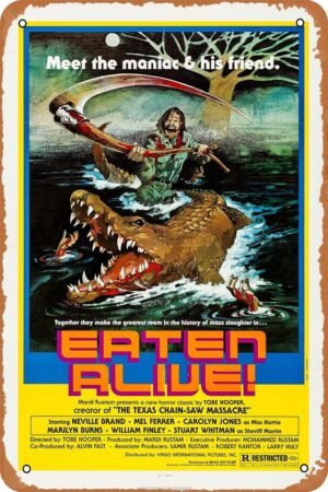 Vintage Movie Tin Sign,Eaten Alive Poster Vintage Metal Sign Retro Wall Decor 12x8 Inches