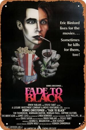 Vintage Movie Tin Sign,Fade to Black Poster Vintage Metal Sign Retro Wall Decor 12x8 Inches