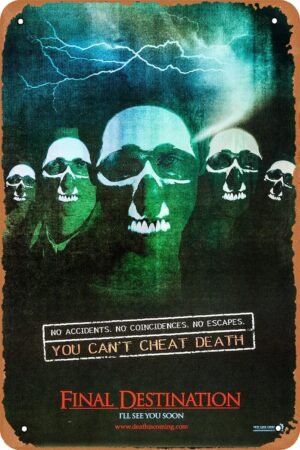 Vintage Movie Tin Sign,Final Destination 2000 Poster Vintage Metal Sign Retro Wall Decor 12x8 Inches