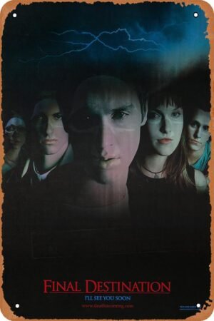 Vintage Movie Tin Sign,Final Destination Poster Vintage Metal Sign Retro Wall Decor 12x8 Inches