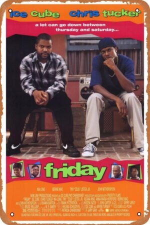 Vintage Movie Tin Sign,Friday 1995 Poster Vintage Metal Sign Retro Wall Decor 12x8 Inches