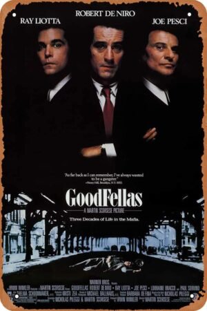 Vintage Movie Tin Sign,Goodfellas Poster Vintage Metal Sign Retro Wall Decor 12x8 Inches