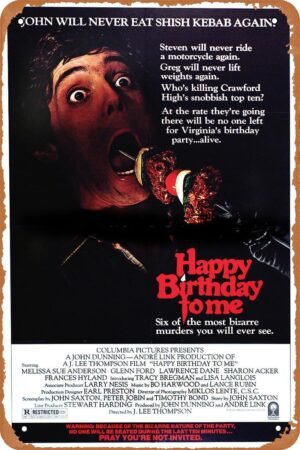 Vintage Movie Tin Sign,Happy Birthday to Me Poster Vintage Metal Sign Retro Wall Decor 12x8 Inches
