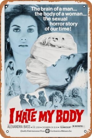 Vintage Movie Tin Sign,I Hate My Body Poster Vintage Metal Sign Retro Wall Decor 12x8 Inches