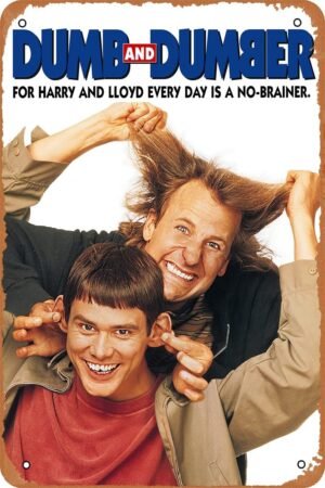 Vintage Tin Sign Dumb and Dumber Movie Poster for Cafe Bar Garage Home Wall Art Decor Gift Retro Metal Sign 12 X 8 inch