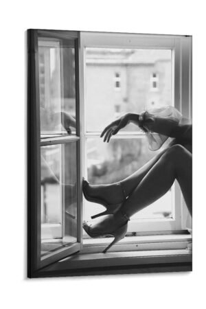 VTNIZHEG Wall Art High Heels Sitting on Window Poster Home Decor Girls Room Decor Canvas Art Poster And Wall Art Picture Print Modern Family Bedroom Decor Posters...