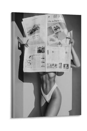 Wall Decoration Painting Beautiful Woman Reading Newspaper Black And White Feminist Poster Wall Art Bar Decoration Poster Decorative Painting Canvas Wall Art Living Room Posters...
