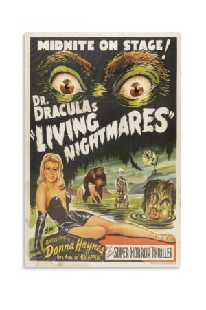 Wall Posters Dr Dracula’s Living Nightmares 1950s Vintage Old Sci Fi Movie Poster Poster Decorative Painting Canvas Wall Art Living Room Posters Bedroom Painting 12x18inch(30x45cm)