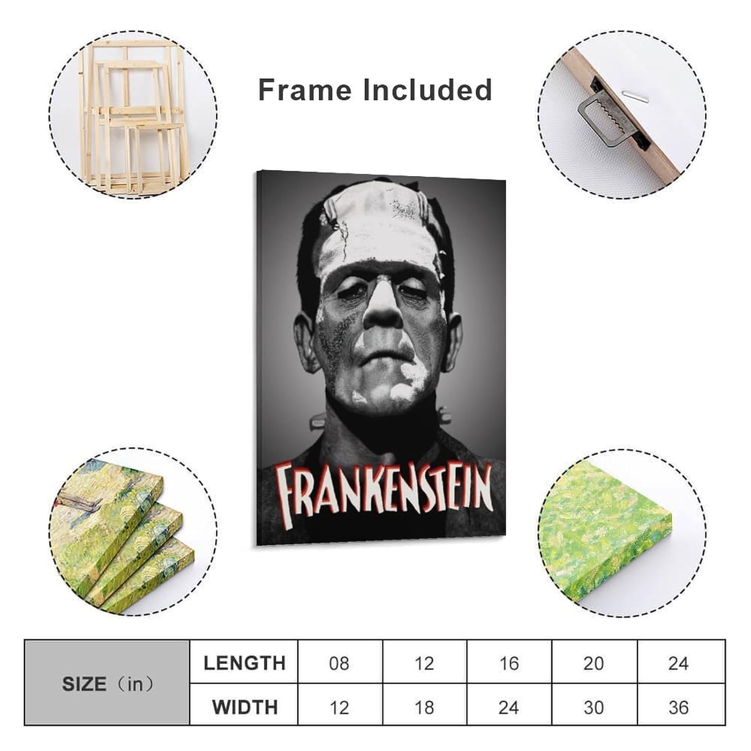 Wall Posters Frankenstein Horror Movie Posters Prints Poster Canvas Art Poster And Wall Art Picture Print Modern Family Bedroom Decor Posters 24x36inch(60x90cm)