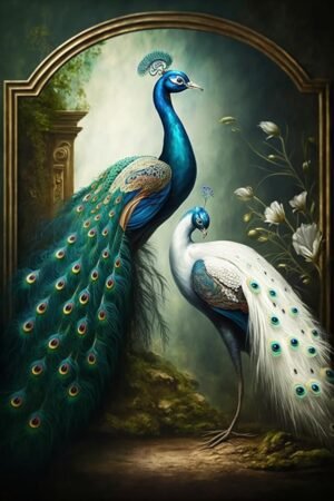 White and Blue Peacock Puzzles for Adults - 1000 Piece Wooden Jigsaw Puzzle - Difficult and Cool Fantasy Puzzles