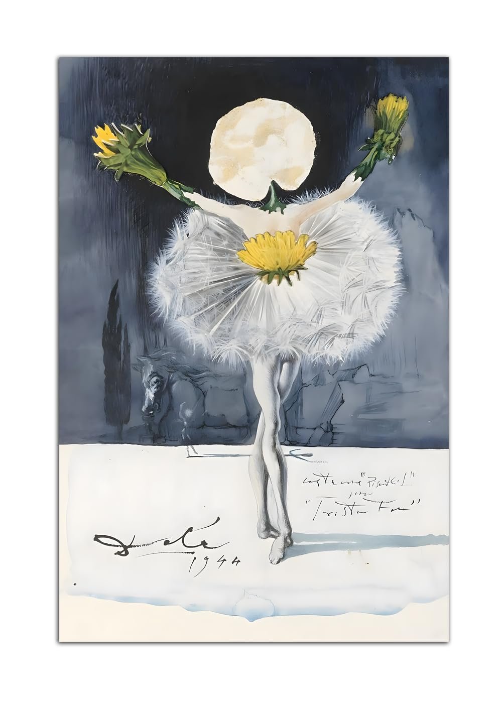 YENFEM56 Dance of Dandelions by Salvador Dali Poster Wall Art Painting Print Canvas Poster Room Aesthetic Bedroom Decoration Painting (Unframed, (12x18inch(30x45cm)