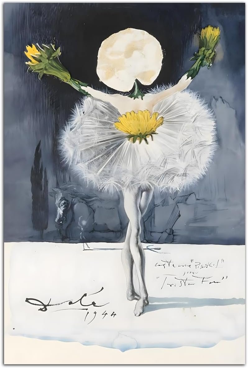 YENFEM56 Dance of Dandelions by Salvador Dali Poster Wall Art Painting Print Canvas Poster Room Aesthetic Bedroom Decoration Painting (Unframed, (12x18inch(30x45cm)