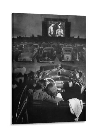 Young Couple Watching A Movie at The Drive-in Cinema Poster Poster Wall Art Home Cinema Decoration Gift Idea Poster Decorative Painting Canvas Wall Art Living Room Posters...