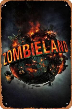 Zombieland Movie Poster Movie Metal Tin Sign Retro Vintage Wall Art Decor Gifts for Man Women 8x12 inches